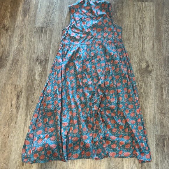 Turquoise Vines Amelia Sleeveless Shirt Dress with Cinch Waist Size Mediumm - Picture 9 of 13